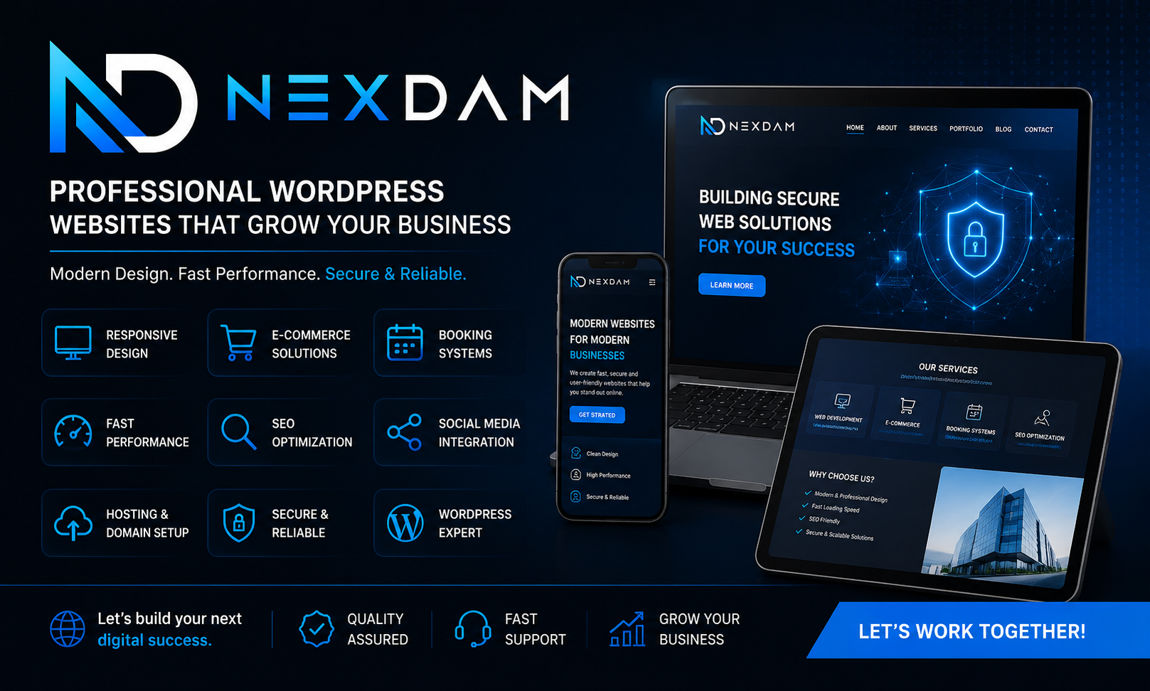 NexDam responsive website solution preview